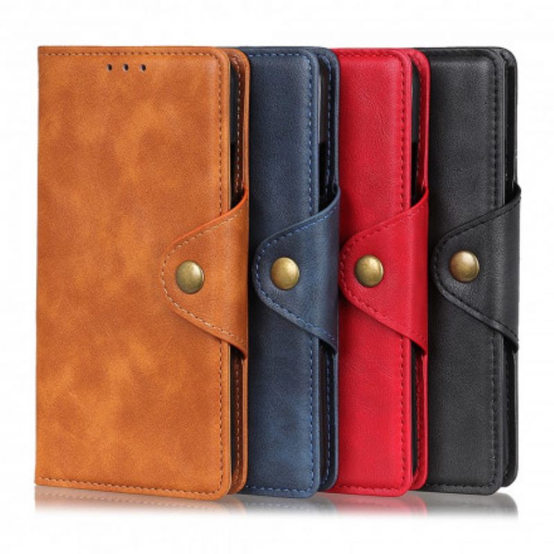 Custodia in pelle Moto G50 Bottone Decorativo In Ecopelle