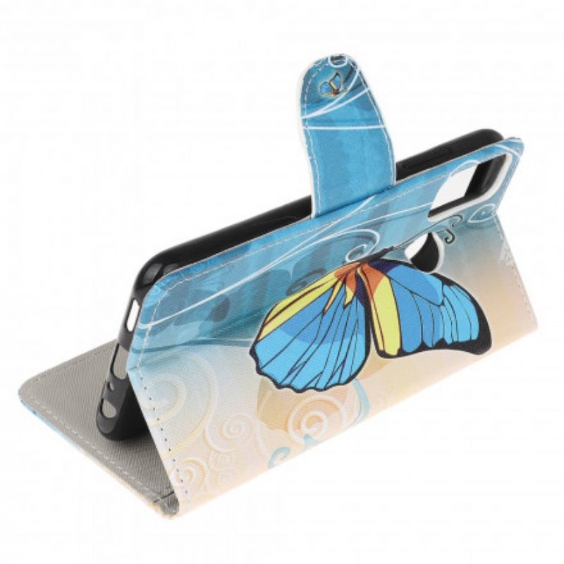 Custodia in pelle Moto G50 Farfalle