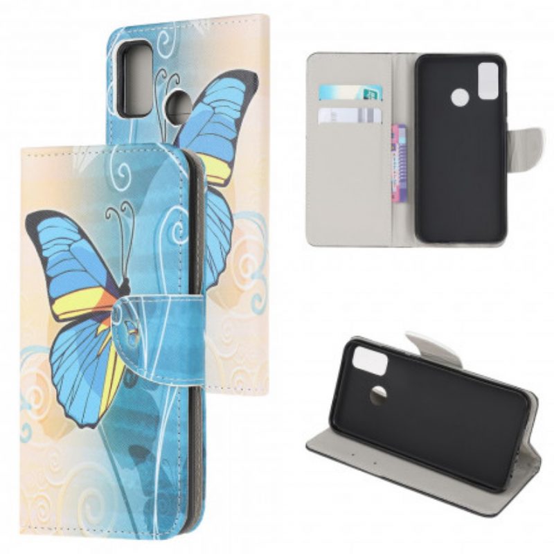 Custodia in pelle Moto G50 Farfalle
