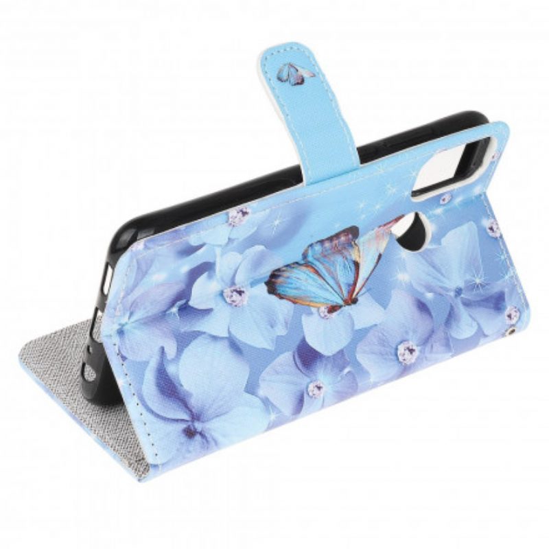 Custodia in pelle Moto G50 Farfalle Di Diamanti Strappy