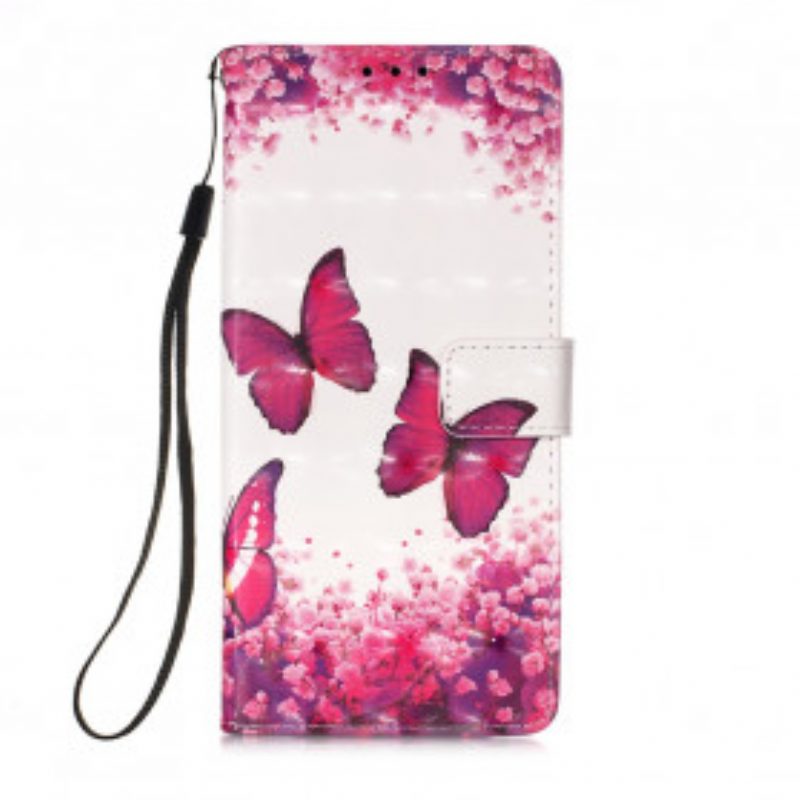 Custodia in pelle Moto G50 Farfalle Rosse