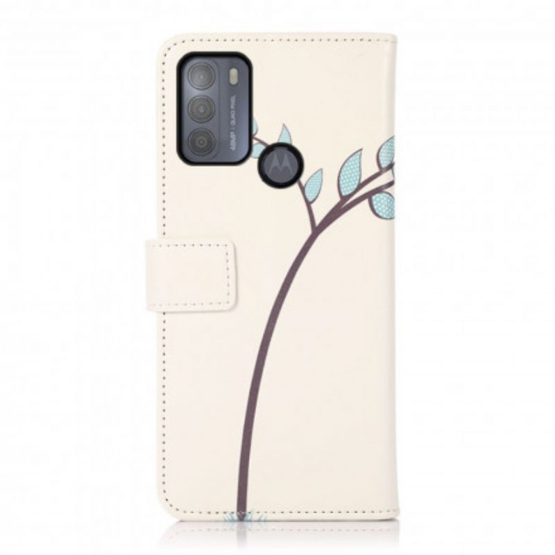 Custodia in pelle Moto G50 Paio Di Gufi Sull'albero
