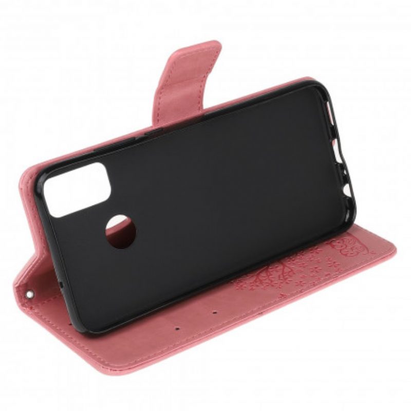 Custodia in pelle Moto G50 Perizoma Albero E Gufi
