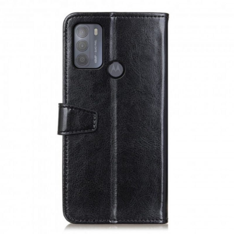 Custodia in pelle Moto G50 Semplice Effetto Pelle Lucida