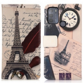 Custodia in pelle Moto G50 Torre Eiffel Del Poeta