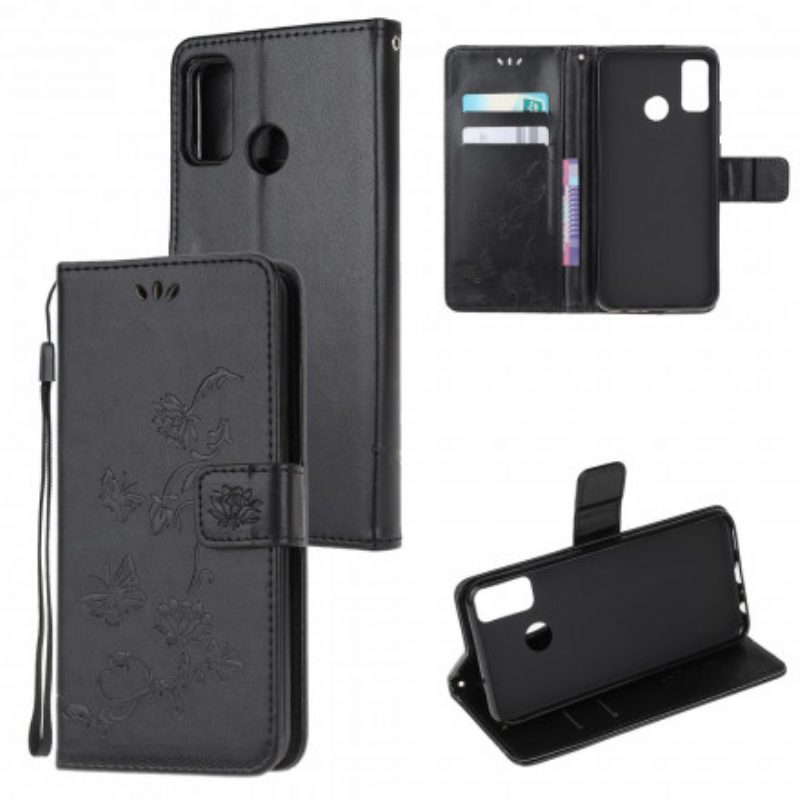 Folio Cover Moto G50 Cinturino Farfalle E Fiori