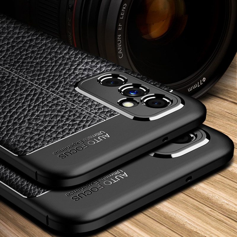 Cover Samsung Galaxy M52 5G Doppia Linea Litchi Effetto Pelle