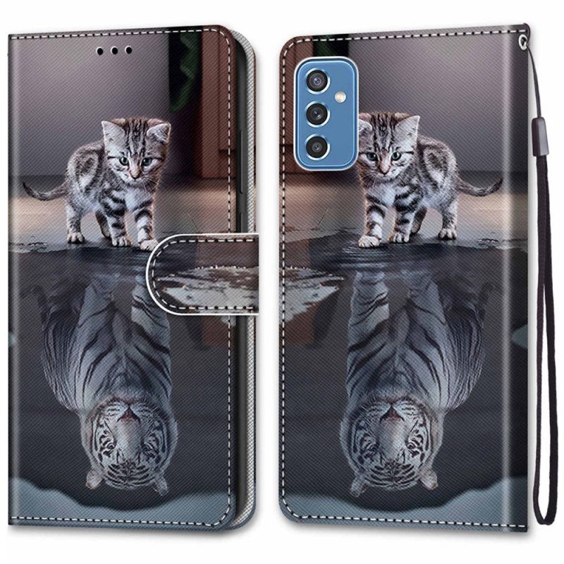 Custodia A Portafoglio Samsung Galaxy M52 5G Sogno Ad Occhi Aperti Del Gatto