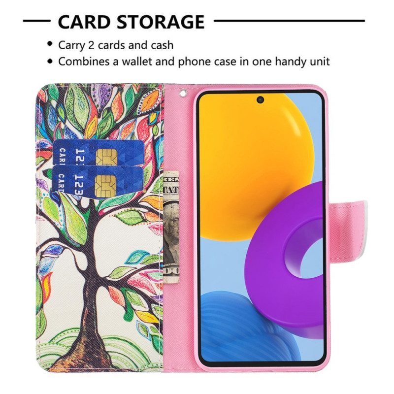 Custodia in pelle Samsung Galaxy M52 5G Albero Arcobaleno