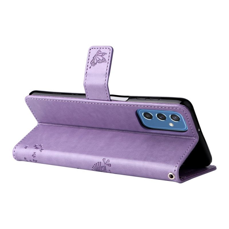 Custodia in pelle Samsung Galaxy M52 5G Albero In Fiore E Gatto