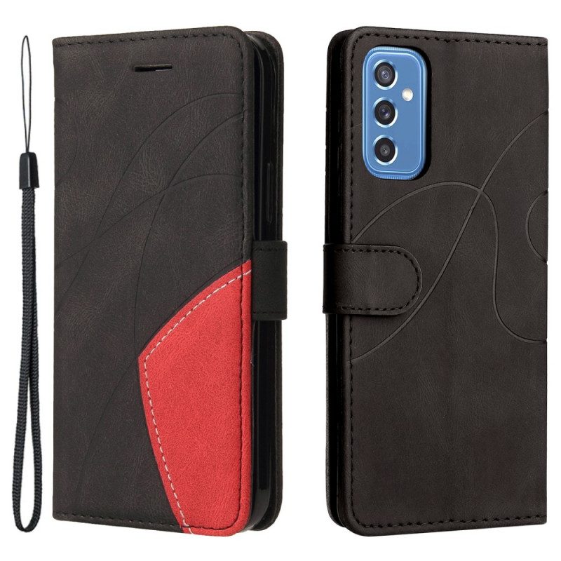 Custodia in pelle Samsung Galaxy M52 5G Linea Di Inchiostro Per Cordino