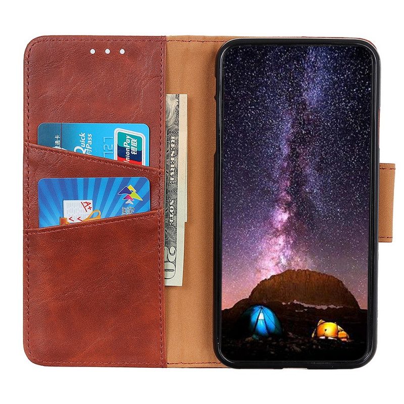 Folio Cover Samsung Galaxy M52 5G Chiusura Reversibile In Pelle Crosta