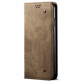Folio Cover Samsung Galaxy M52 5G Custodia in pelle Tessuto Denim