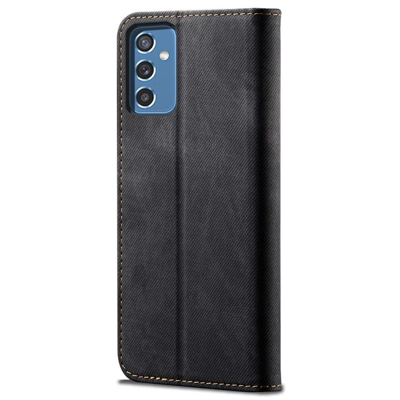 Folio Cover Samsung Galaxy M52 5G Custodia in pelle Tessuto Denim