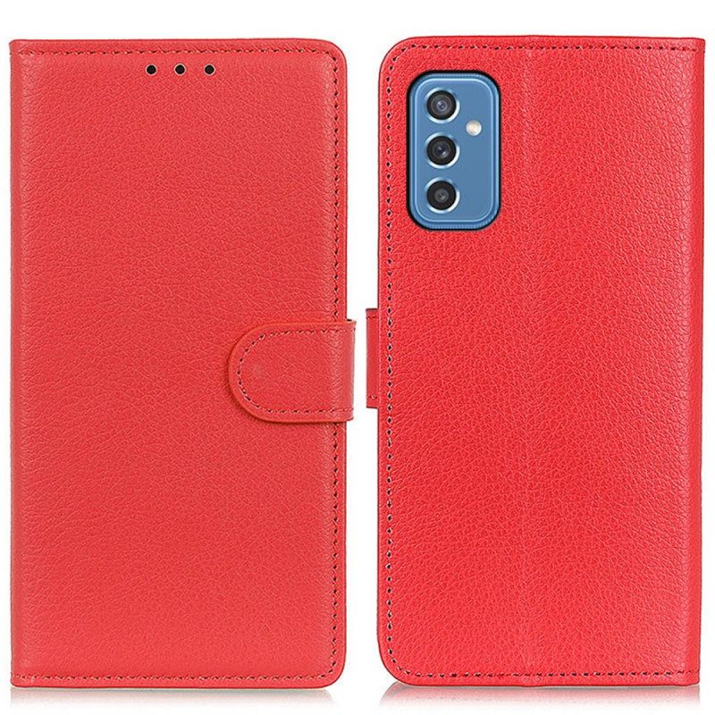 Folio Cover Samsung Galaxy M52 5G Trama Di Litchi