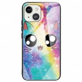 Cover iPhone 14 Deco Gatto In Vetro Temperato