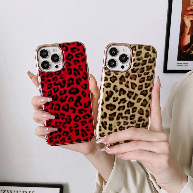 Cover iPhone 14 Effetto Pelle Di Leopardo