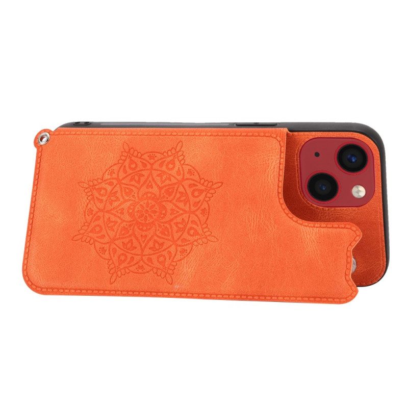 Cover iPhone 14 Portacarte Con Cinturino Mandala