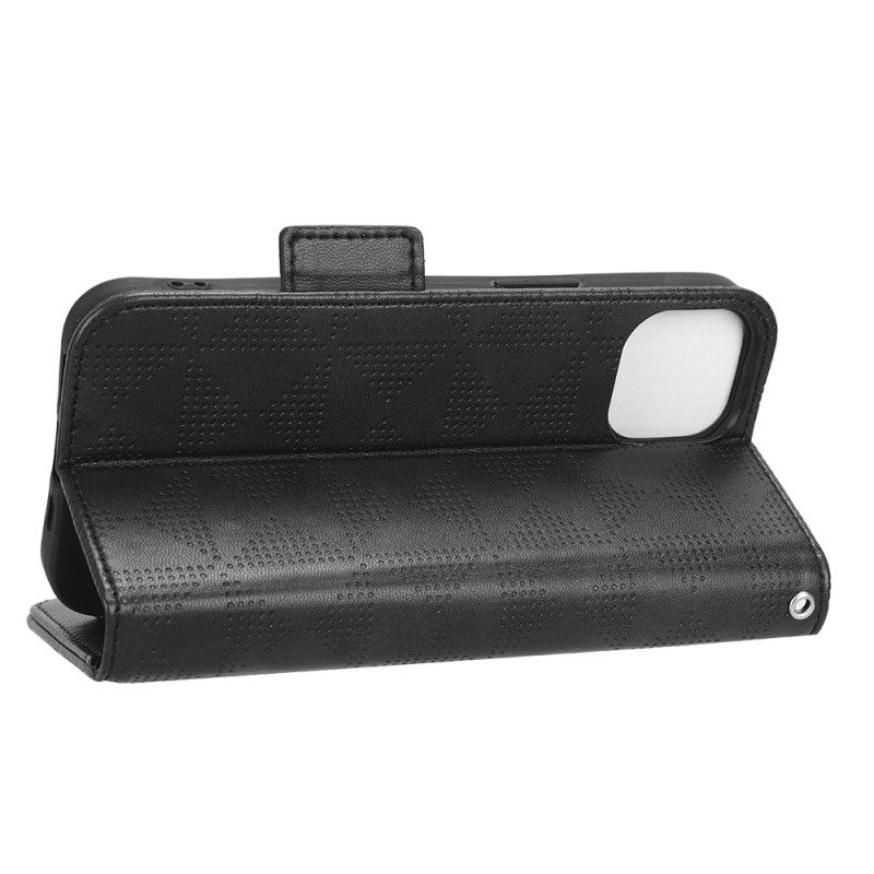 Custodia A Portafoglio iPhone 14 Triangoli Con Cordino
