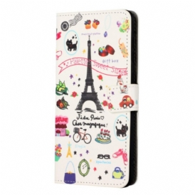 Custodia in pelle iPhone 14 Amo Parigi