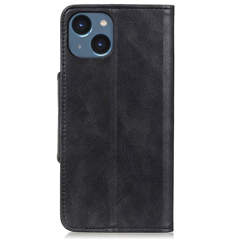 Custodia in pelle iPhone 14 Chiusura Con Bottone Magnetico
