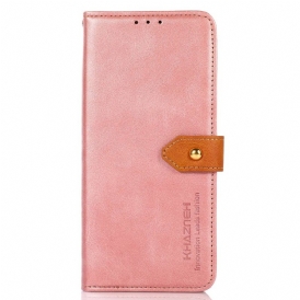 Custodia in pelle iPhone 14 Chiusura Dorata Bicolore Khazneh