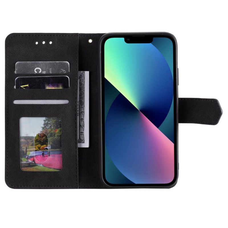 Custodia in pelle iPhone 14 Cuciture A Contatto Con La Pelle
