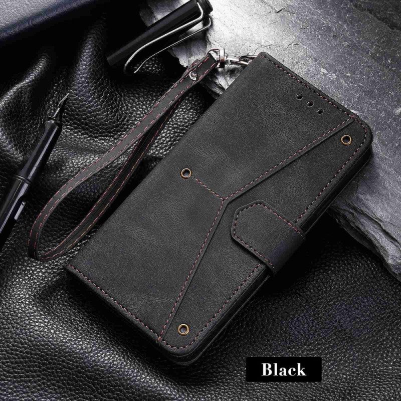Custodia in pelle iPhone 14 Cuciture A Contatto Con La Pelle