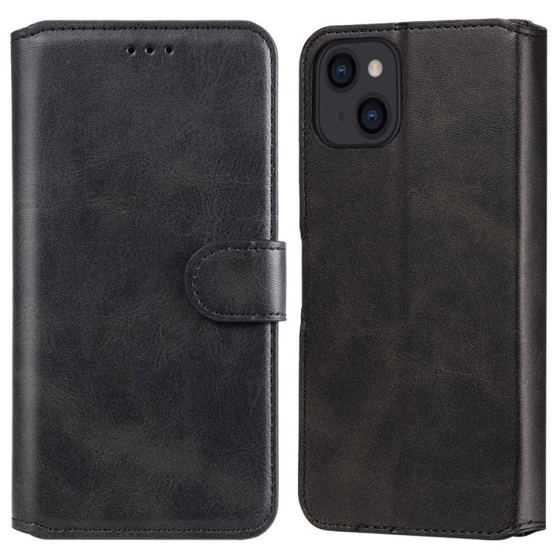 Custodia in pelle iPhone 14 Effetto Pelle Retrò