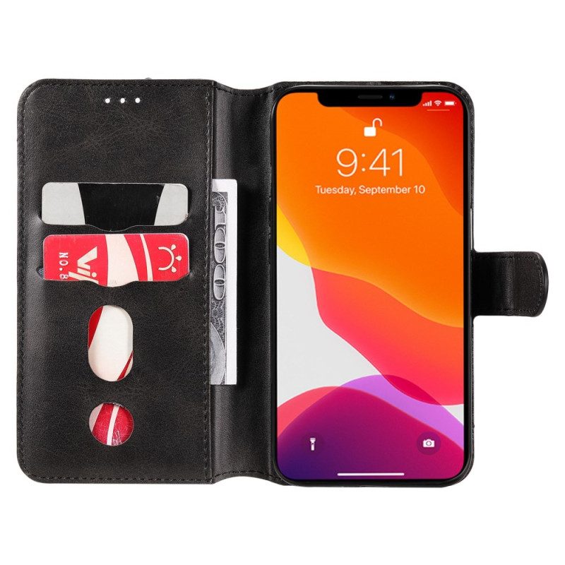 Custodia in pelle iPhone 14 Effetto Pelle Retrò