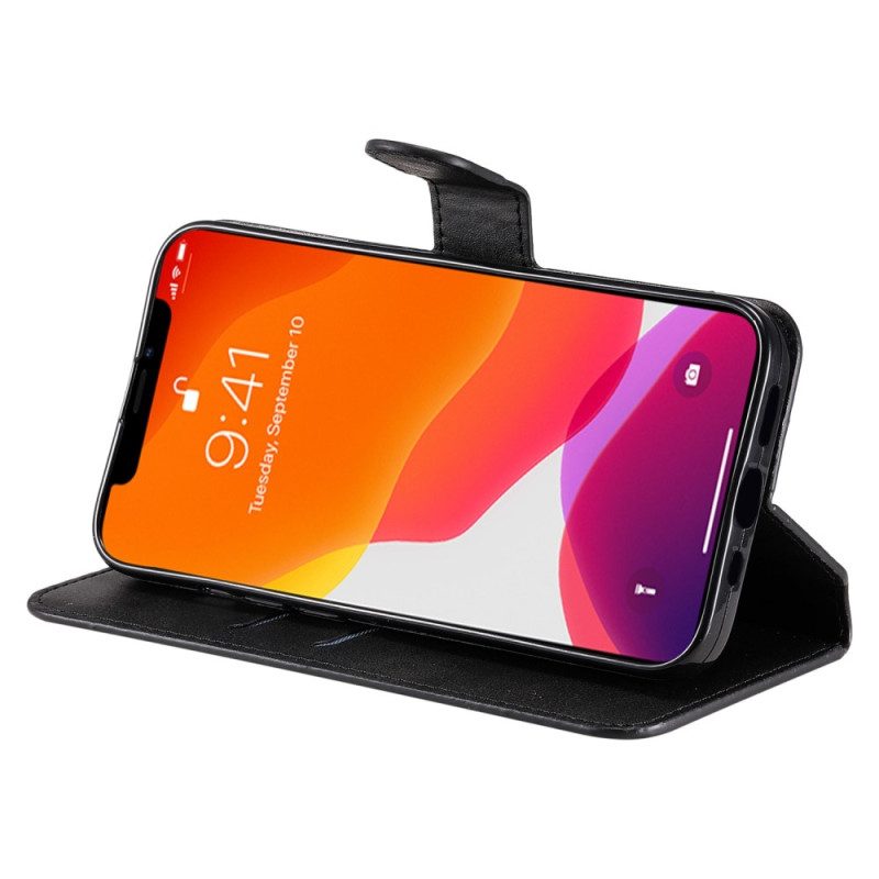 Custodia in pelle iPhone 14 Effetto Pelle Retrò
