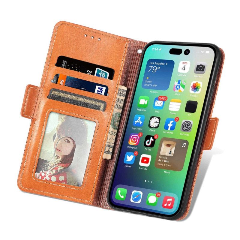Custodia in pelle iPhone 14 Stile Retrò In Pelle