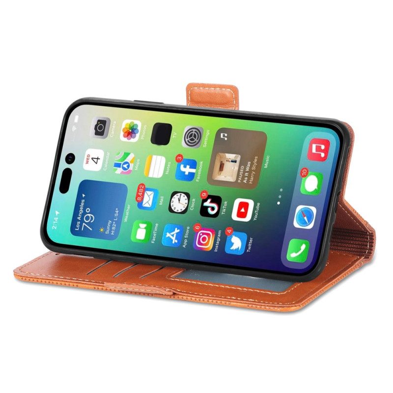 Custodia in pelle iPhone 14 Stile Retrò In Pelle
