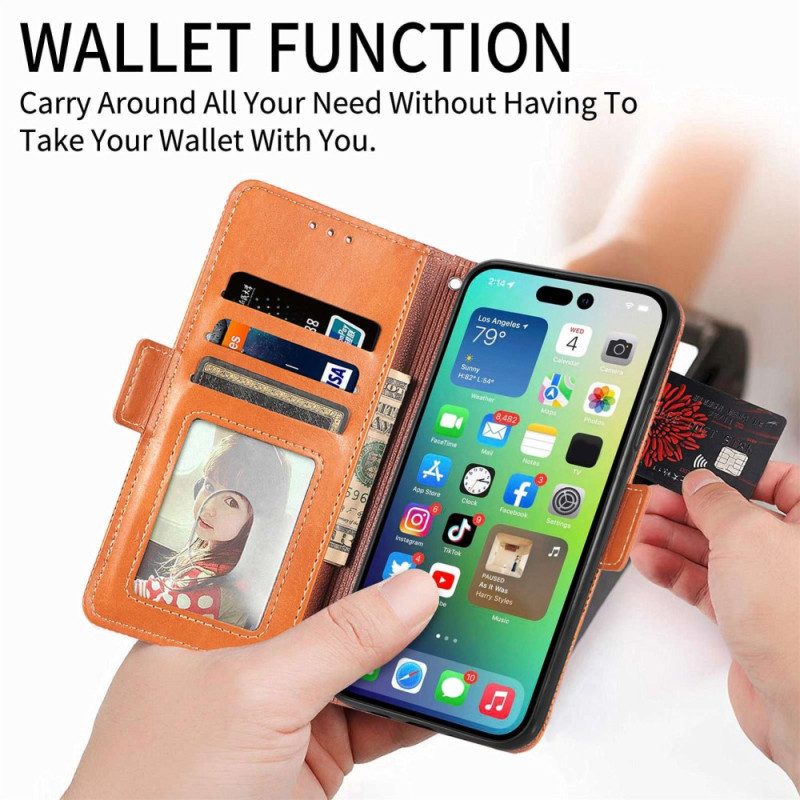 Custodia in pelle iPhone 14 Stile Retrò In Pelle