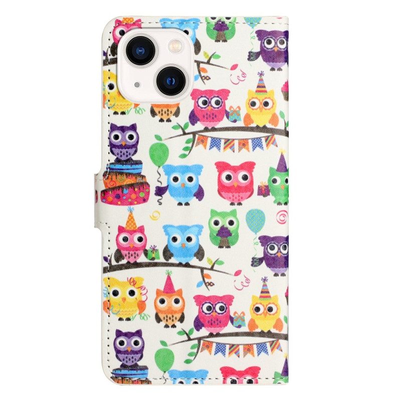 Custodia in pelle iPhone 14 Tribù Del Gufo