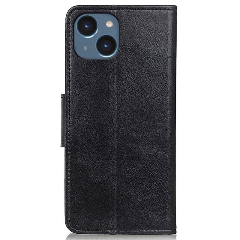 Folio Cover iPhone 14 Chiusura In Pelle Stile Reversibile