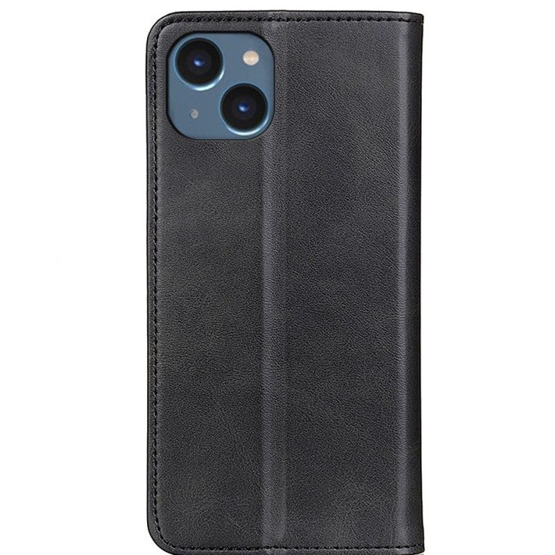 Folio Cover iPhone 14 Custodia in pelle Pelle Crosta Eleganza