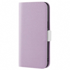 Folio Cover iPhone 14 Custodia in pelle Ecopelle Litchi