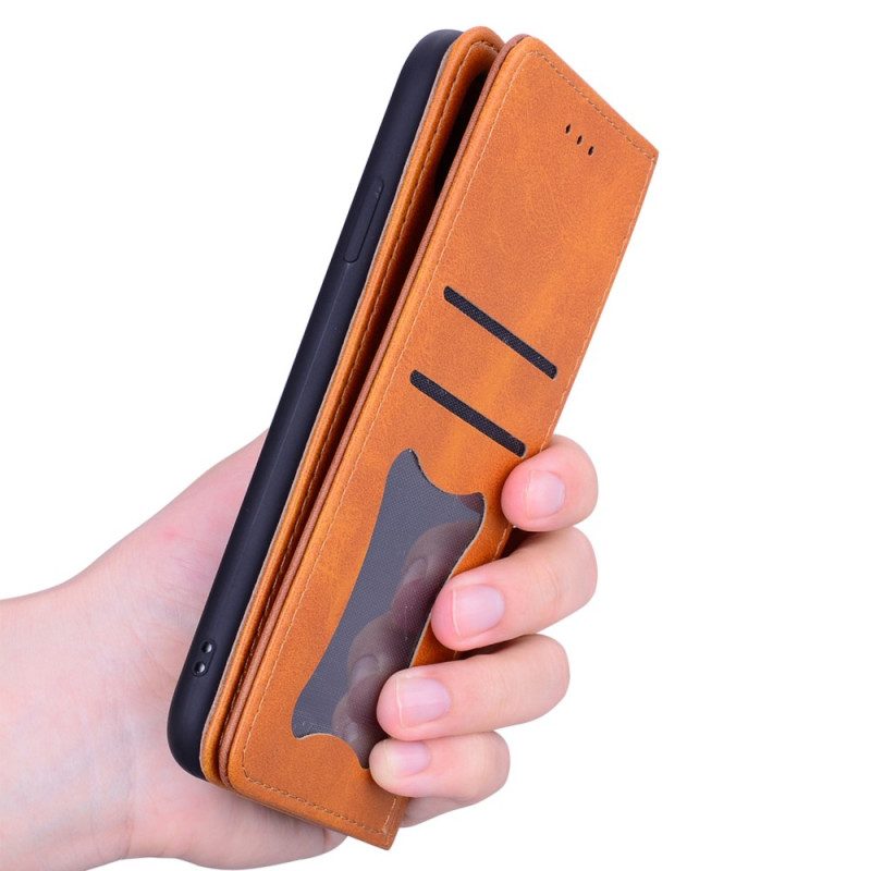 Folio Cover iPhone 14 Custodia in pelle Effetto Pelle Business Bicolore