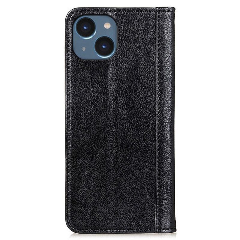 Folio Cover iPhone 14 Custodia in pelle Elegante Pelle Crosta