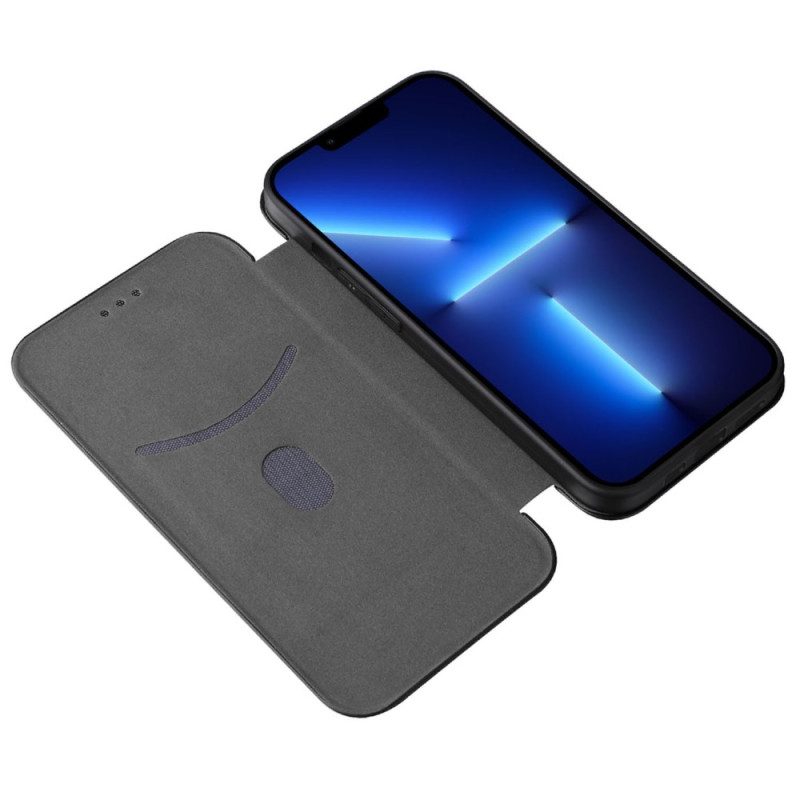 Folio Cover iPhone 14 Custodia in pelle Fibra Di Carbonio Colorata
