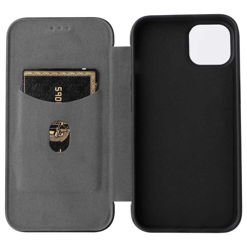 Folio Cover iPhone 14 Custodia in pelle Fibra Di Carbonio Colorata