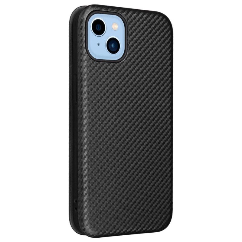 Folio Cover iPhone 14 Custodia in pelle Fibra Di Carbonio Colorata