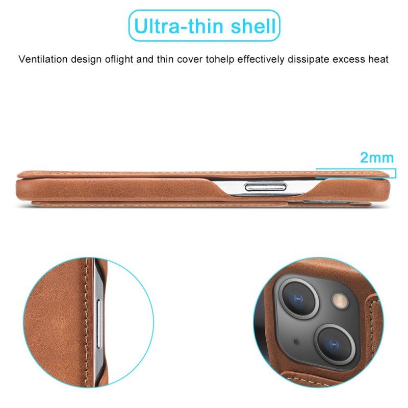 Folio Cover iPhone 14 Custodia in pelle Lc.imeeke Effetto Pelle