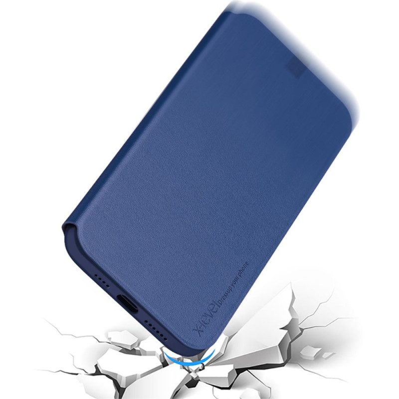 Folio Cover iPhone 14 Custodia in pelle Livello X In Finta Pelle