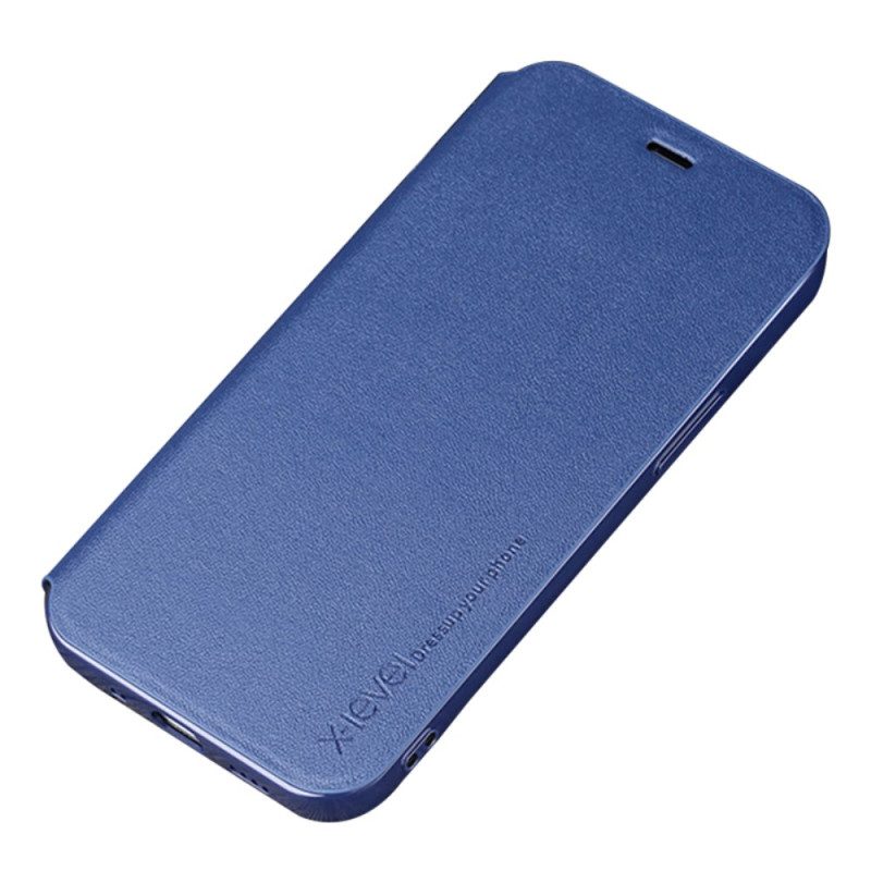 Folio Cover iPhone 14 Custodia in pelle Livello X In Finta Pelle