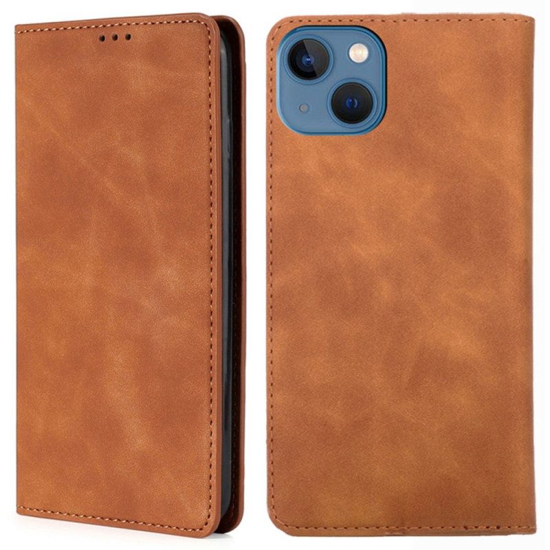 Folio Cover iPhone 14 Custodia in pelle Tocco Di Pelle