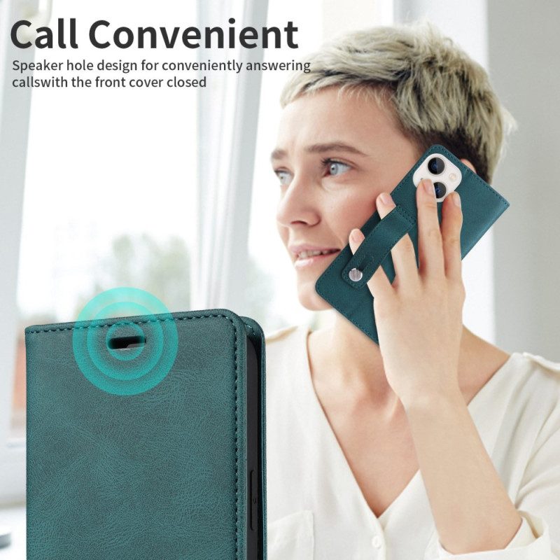Folio Cover iPhone 14 Ecopelle Con Cinturino Manuale