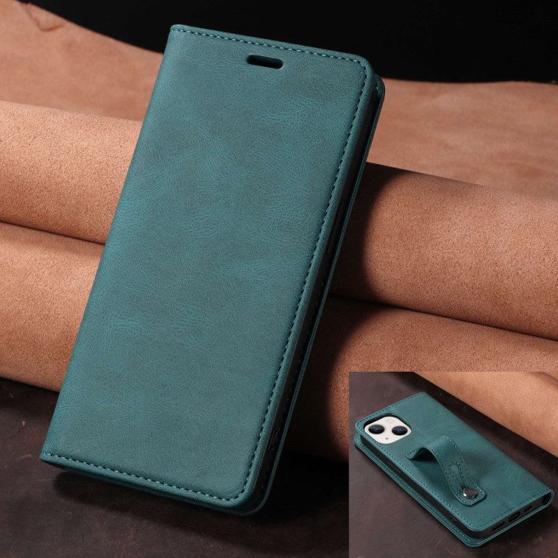 Folio Cover iPhone 14 Ecopelle Con Cinturino Manuale