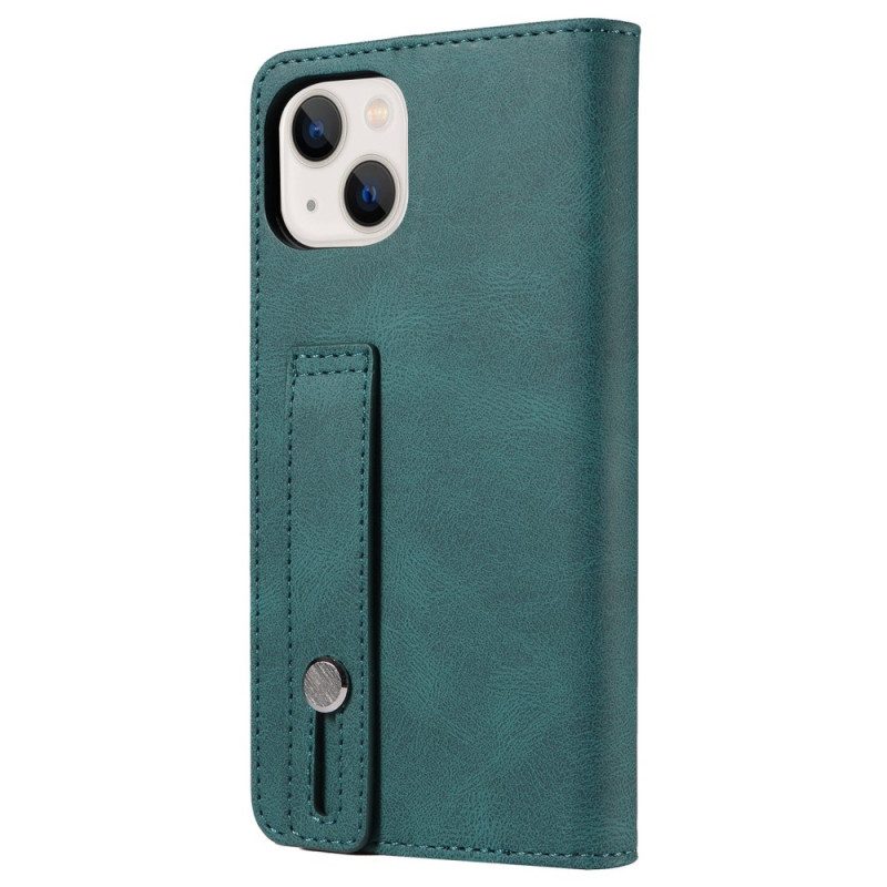 Folio Cover iPhone 14 Ecopelle Con Cinturino Manuale